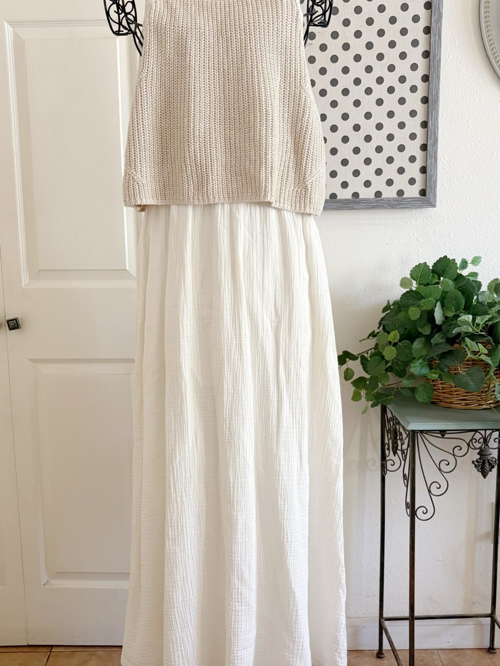 Moth Cream Maxi Skirt - Lightweight Flowing Maxi Dress